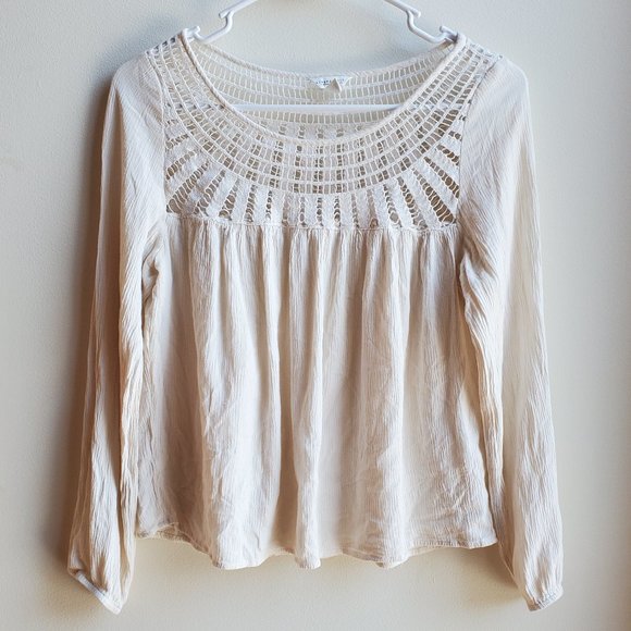 Aeropostale Ivory Crochet Lace Blouse Size Small - Picture 7 of 14